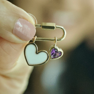 Breastmilk heart & amethyst heart with an openable Lock +