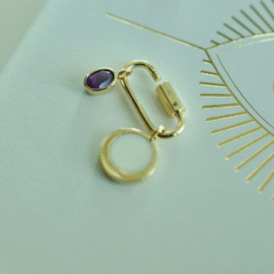 Openable Lock charm with Breastmilk Circle & Amethyst oval