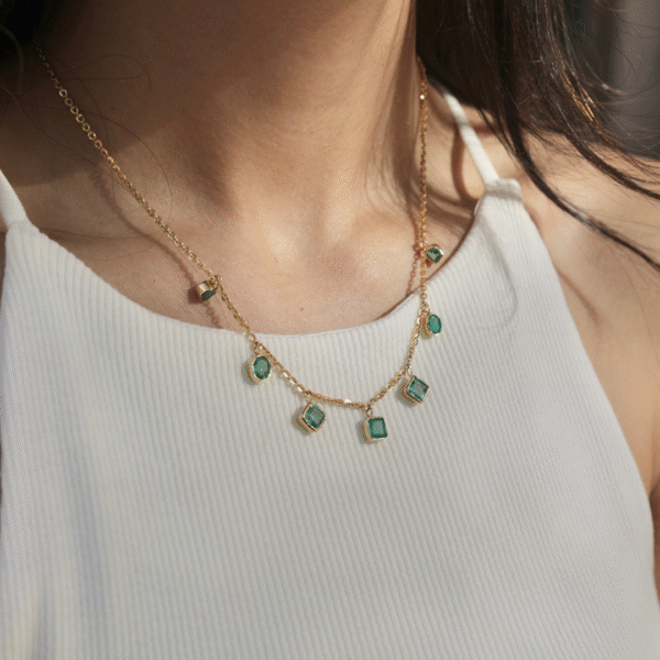 Raw Emerald Birthstone Necklace - Image 2