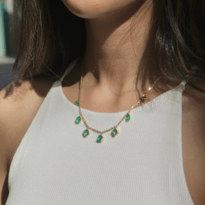 Raw Emerald Birthstone Necklace