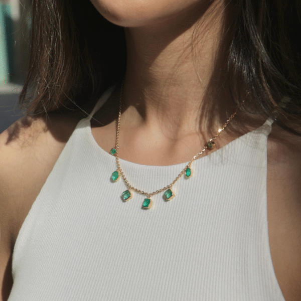 Raw Emerald Birthstone Necklace